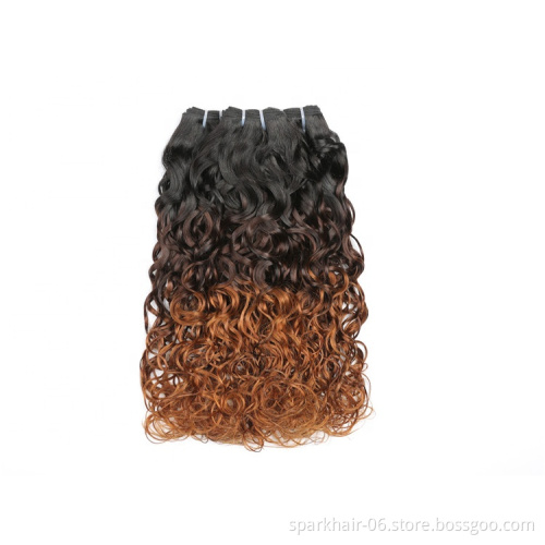 9a 100g SPARK Ombre Brazilian Remy Human Hair Weaving Bundle for Women Weave Hair Extension Black Brown Water Wave 1b/4/30